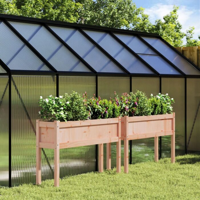 Jardinières 2 pcs avec pieds bois massif douglas – Image 1