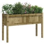 Jardinière avec pieds 110x31x70 cm bois de pin imprégné – Image 2