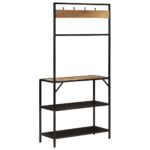 Porte-manteau 90x35x180 cm bois de manguier et fer – Image 3