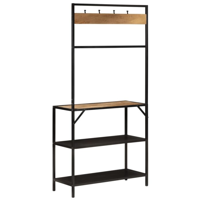 Porte-manteau 90x35x180 cm bois de manguier et fer – Image 3