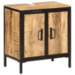 Armoire lavabo de salle de bain bois massif de manguier et fer – Image 12