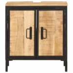 Armoire lavabo de salle de bain bois massif de manguier et fer – Image 2