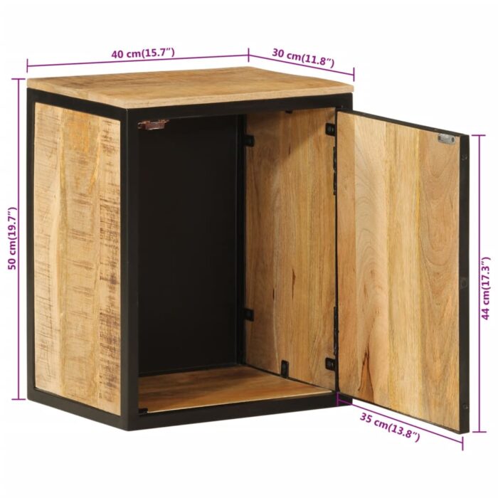 Armoire de salle de bain 40x30x50cm bois massif manguier et fer – Image 8