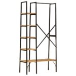 Porte-vêtements et étagères 90x40x190cm bois de manguier et fer – Image 3