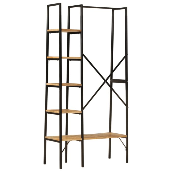 Porte-vêtements et étagères 90x40x190cm bois de manguier et fer – Image 3