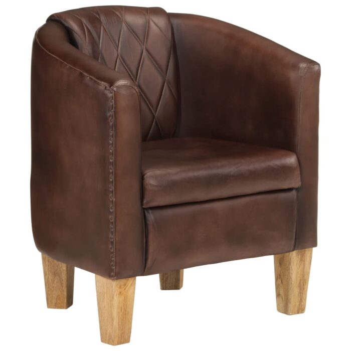 VXL8721012086678_a_en_hd_1.jpg Fauteuil Marron foncé Cuir véritable – Image 1