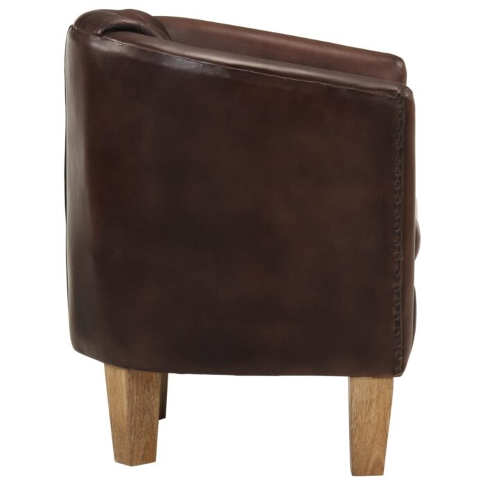 Fauteuil Marron foncé Cuir véritable – Image 2