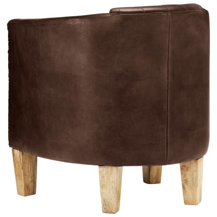 Fauteuil Marron foncé Cuir véritable – Image 3