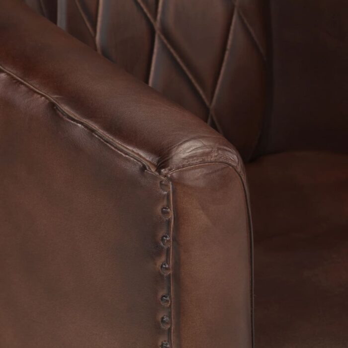 Fauteuil Marron foncé Cuir véritable – Image 4