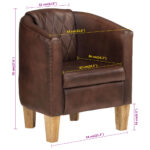 Fauteuil Marron foncé Cuir véritable – Image 8