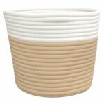Paniers de rangement 2 pcs beige et blanc Ø24x18 cm coton – Image 4
