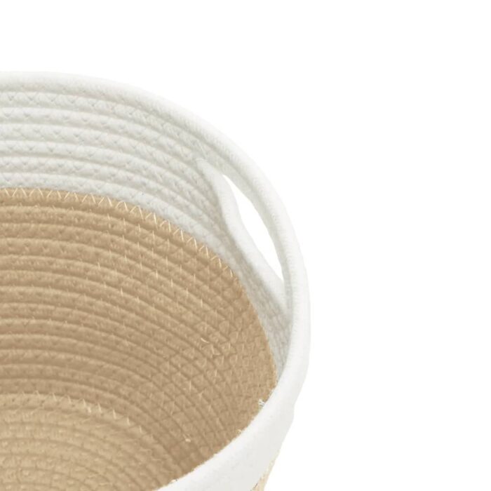 Paniers de rangement 2 pcs beige et blanc Ø24x18 cm coton – Image 5