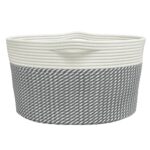 Panier de rangement gris et blanc Ø40x25 cm coton – Image 3