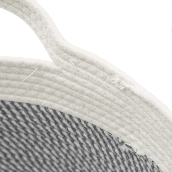 Panier de rangement gris et blanc Ø40x25 cm coton – Image 4
