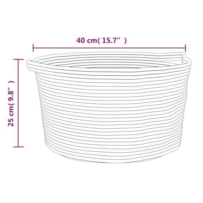 Panier de rangement gris et blanc Ø40x25 cm coton – Image 7