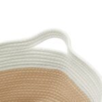 Panier de rangement beige et blanc Ø40x25 cm coton – Image 4