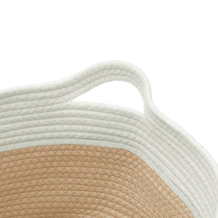 Panier de rangement beige et blanc Ø40x25 cm coton – Image 4