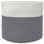 Panier de rangement gris et blanc Ø40x35 cm coton – Image 2
