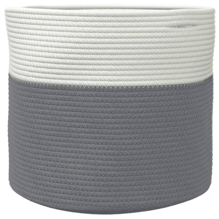 Panier de rangement gris et blanc Ø40x35 cm coton – Image 2