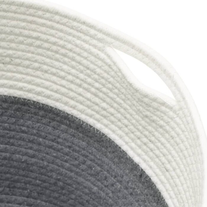 Panier de rangement gris et blanc Ø40x35 cm coton – Image 4