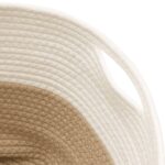 Panier de rangement beige et blanc Ø40x35 cm coton – Image 4