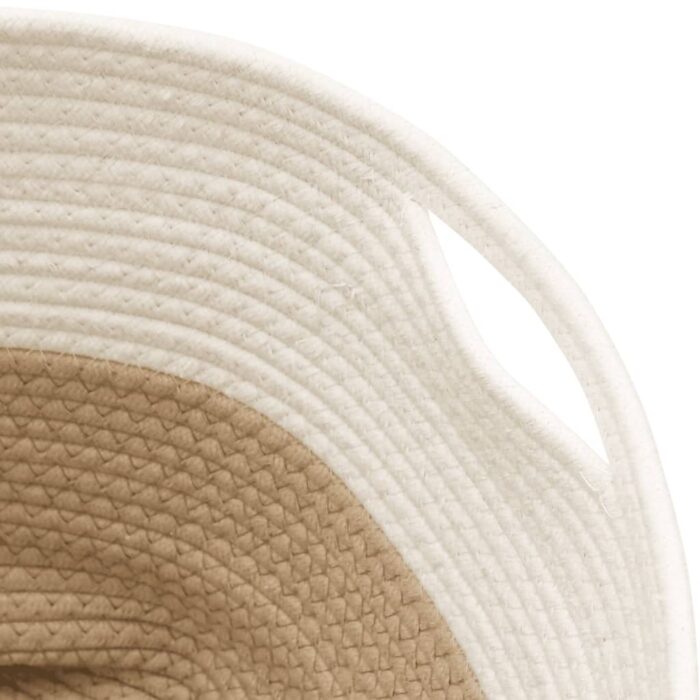 Panier de rangement beige et blanc Ø40x35 cm coton – Image 4