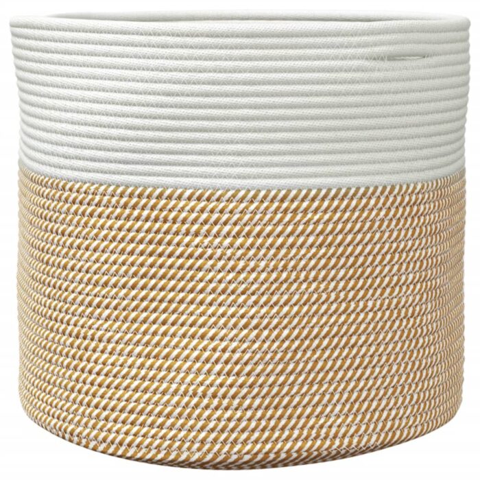 Panier de rangement marron et blanc Ø40x35 cm coton – Image 2