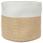 Panier de rangement marron et blanc Ø40x35 cm coton – Image 3