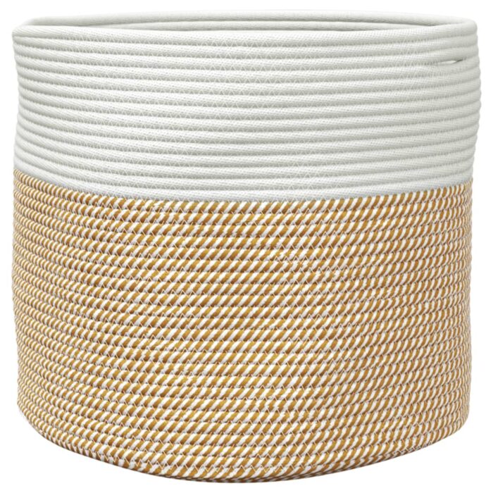 Panier de rangement marron et blanc Ø40x35 cm coton – Image 3