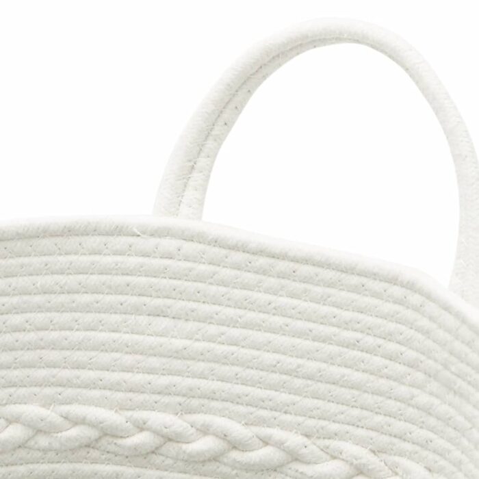 Panier de rangement gris et blanc Ø43x38 cm coton – Image 4
