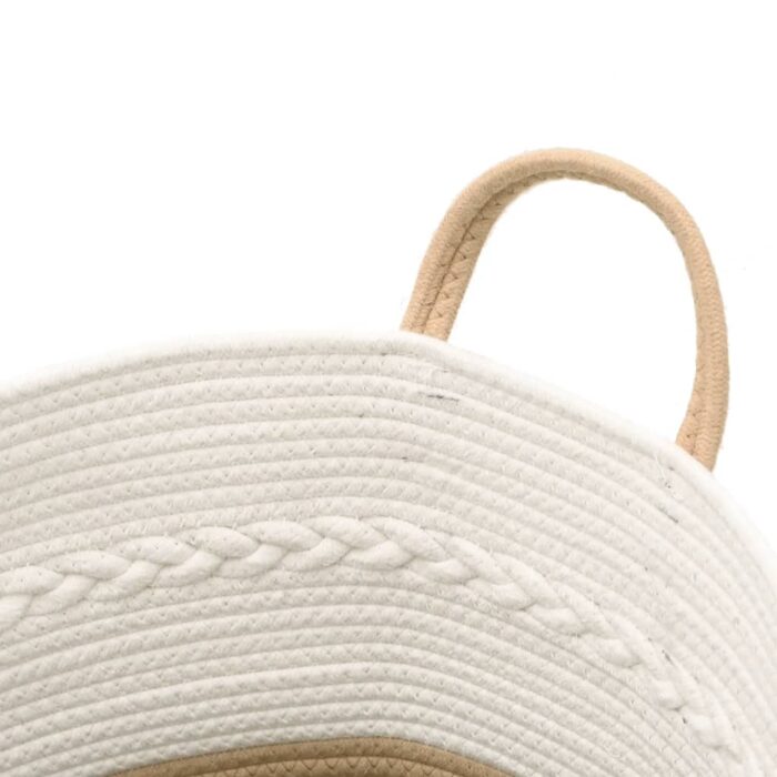 Panier de rangement beige et blanc Ø43x38 cm coton – Image 4