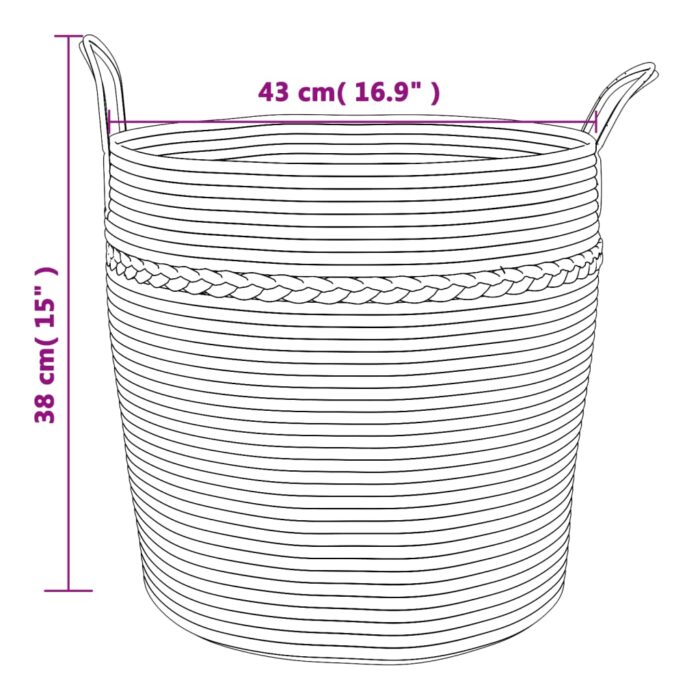 Panier de rangement beige et blanc Ø43x38 cm coton – Image 7