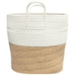 Panier de rangement marron et blanc Ø43x38 cm coton – Image 3