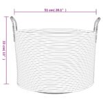 Panier de rangement gris et blanc Ø51x33 cm coton – Image 7