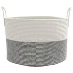 Panier de rangement gris et blanc Ø51x33 cm coton – Image 2
