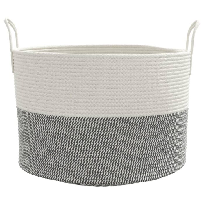 VXL8721012087064_g_en_hd_2.jpg Panier de rangement gris et blanc Ø51x33 cm coton – Image 2