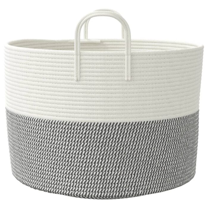 VXL8721012087064_g_en_hd_3.jpg Panier de rangement gris et blanc Ø51x33 cm coton – Image 3