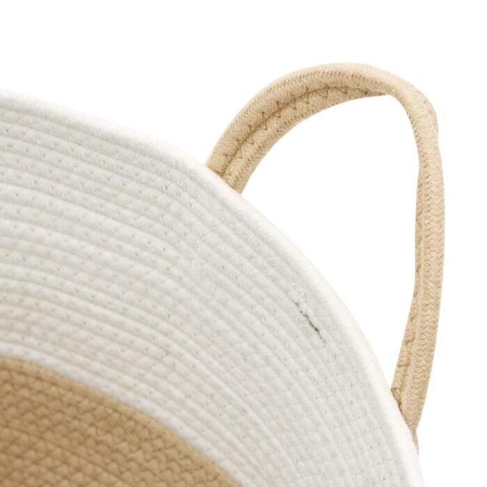 Panier de rangement beige et blanc Ø51x33 cm coton – Image 4