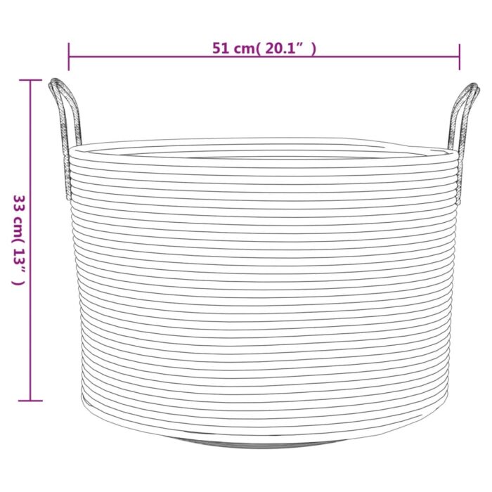 Panier de rangement beige et blanc Ø51x33 cm coton – Image 7