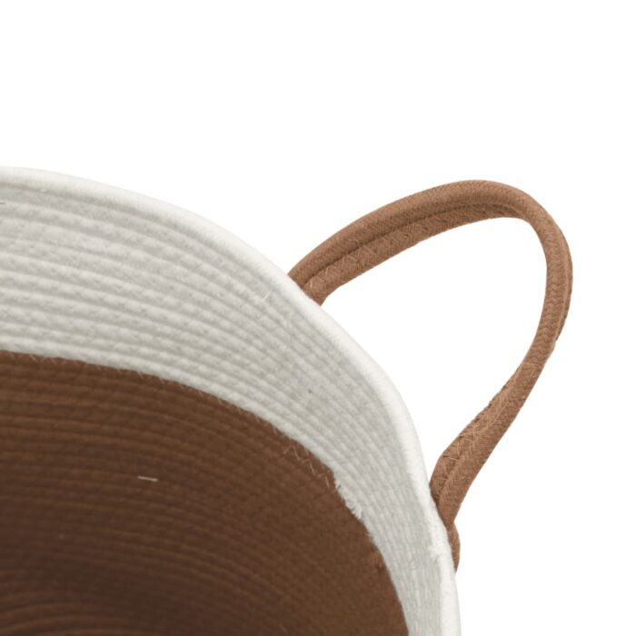 Panier de rangement marron et blanc Ø40x35 cm coton – Image 4