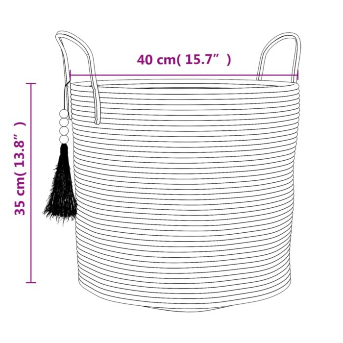Panier de rangement marron et blanc Ø40x35 cm coton – Image 7