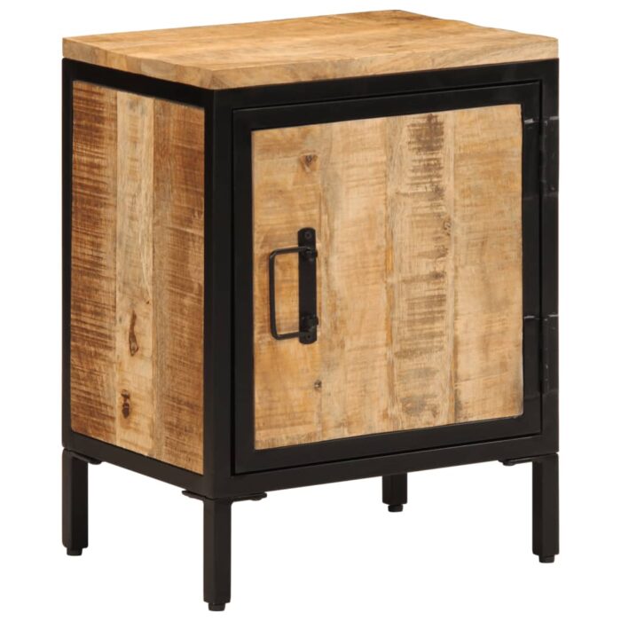 Table de chevet 40x30x52,5 cm bois de manguier massif brut – Image 12
