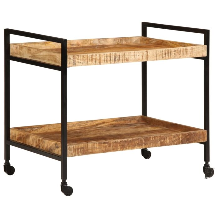 Chariot de cuisine 80x55x70 cm bois de manguier brut massif – Image 11