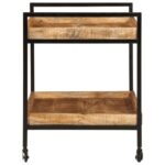 Chariot de cuisine 80x55x70 cm bois de manguier brut massif – Image 2
