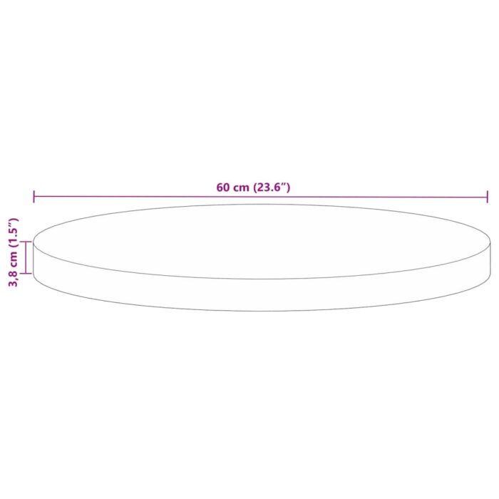 Dessus de table Ø 60x3,8 cm rond bois massif de récupération – Image 7