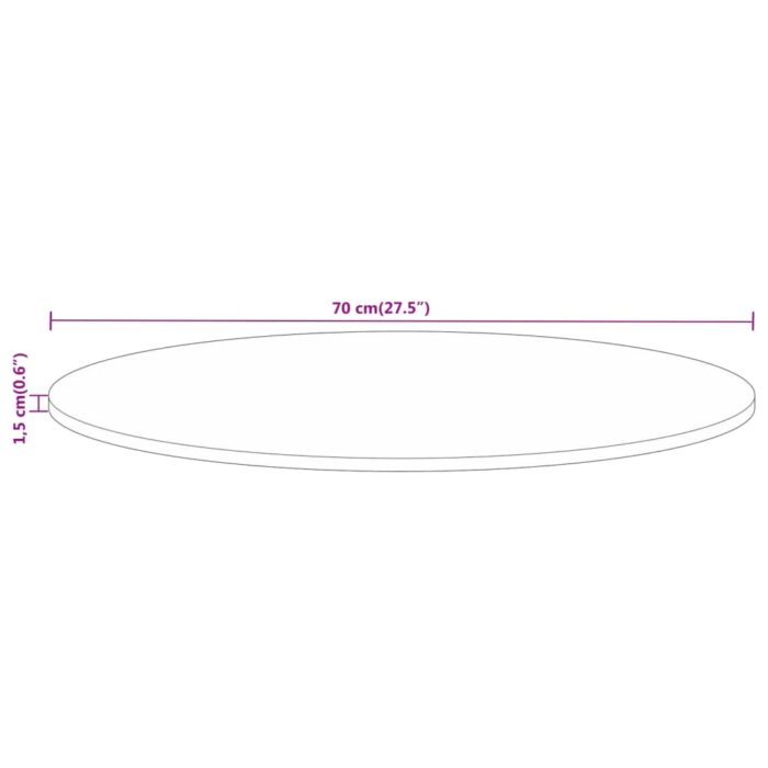 Dessus de table Ø 70x1,5 cm rond bois massif de récupération – Image 7