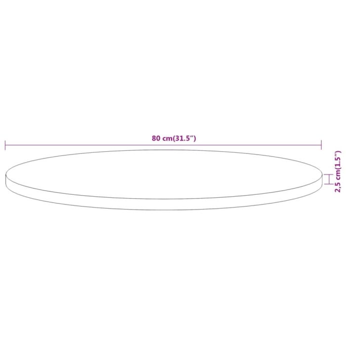 Dessus de table Ø80x2,5 cm rond bois massif d'acacia – Image 7