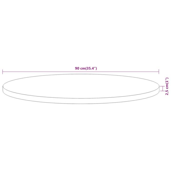 Dessus de table Ø90x2,5 cm rond bois massif d'acacia – Image 7