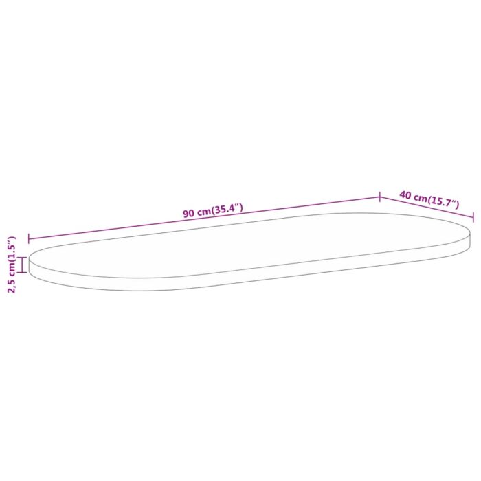 Dessus de table 90x40x2,5 cm ovale bois massif de manguier – Image 7