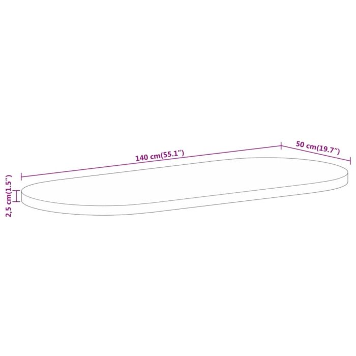 Dessus de table 140x50x2,5 cm ovale bois massif de manguier – Image 7